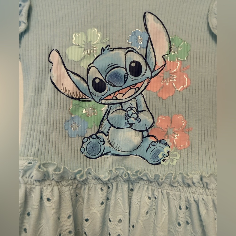 🚨Disney Light Blue Kids Dress with Stitch Print - Picture 2 of 4